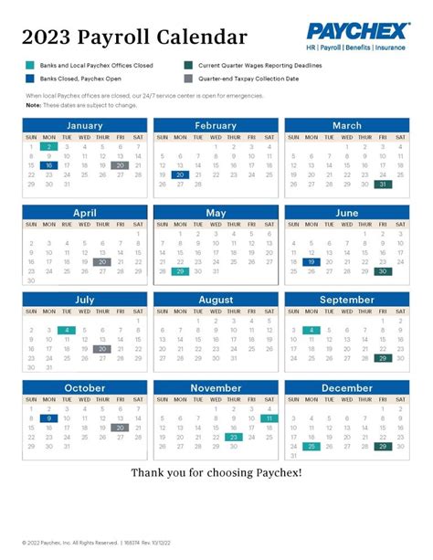 Paychex Payroll Calendar 2023